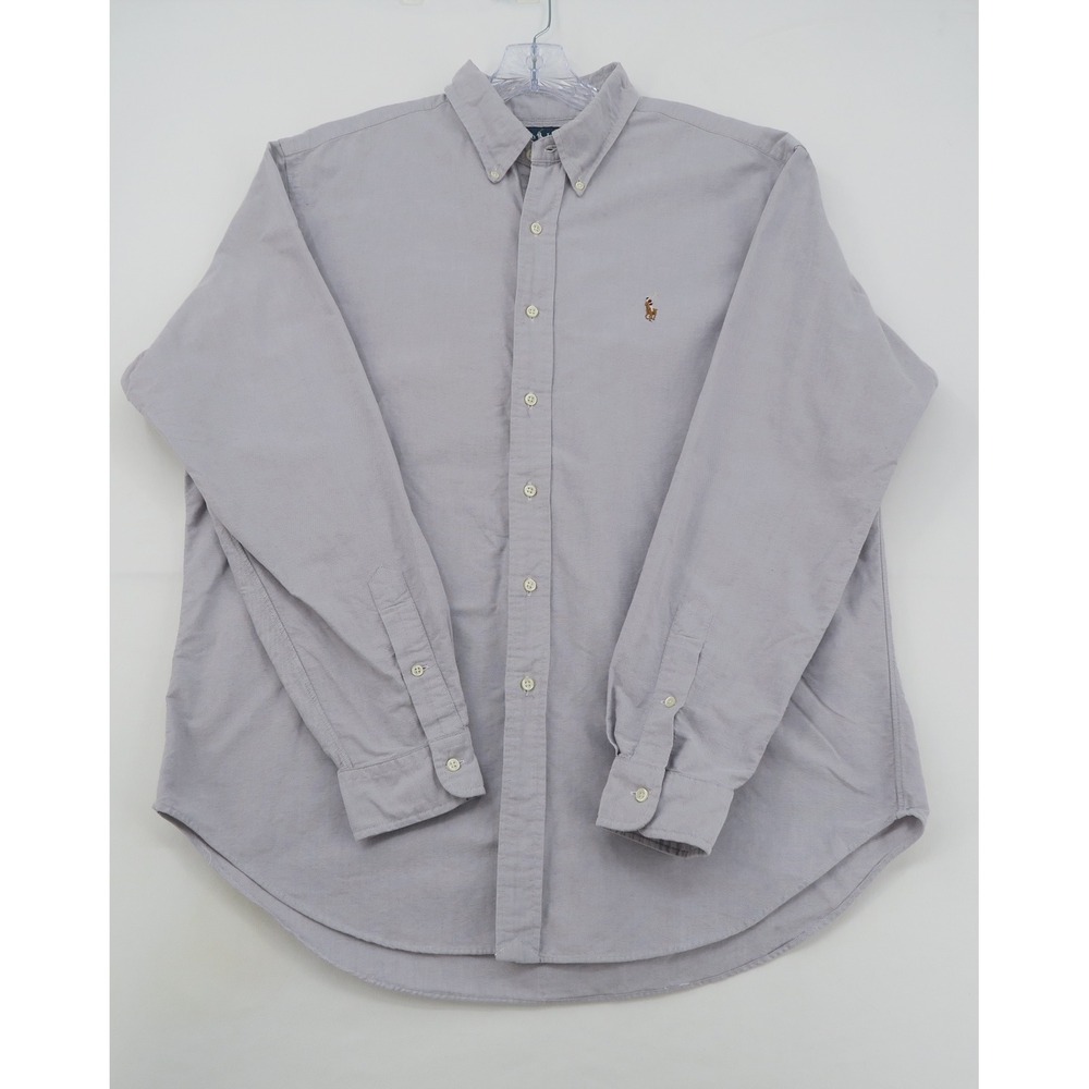 Ralph Lauren Mens XL Classic Fit‎ Oxford Button Down Shirt Grey Long Sleeve Pony